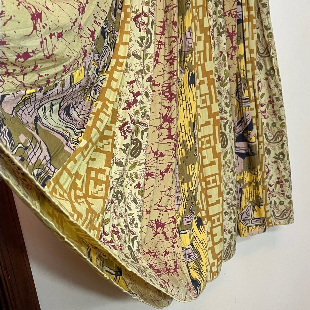 Soft Surroundings Gold Patterned Full A-Line Maxi… - image 5